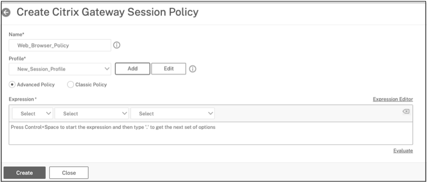 Add session policy