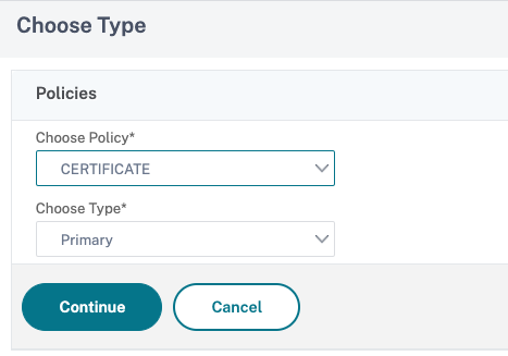 Primary authentication type