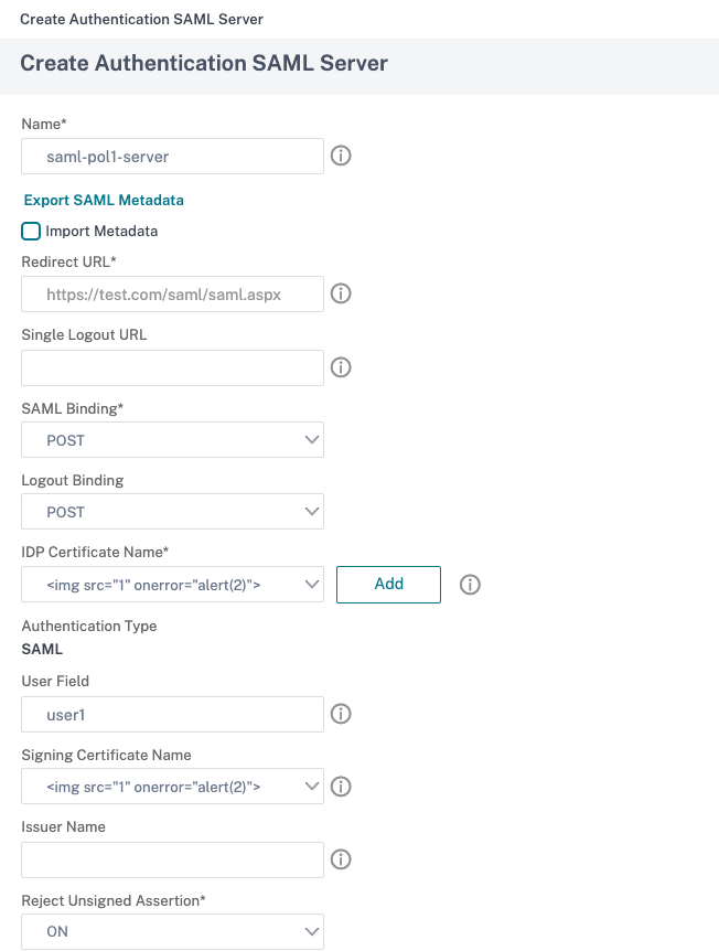 SAML authentication policy