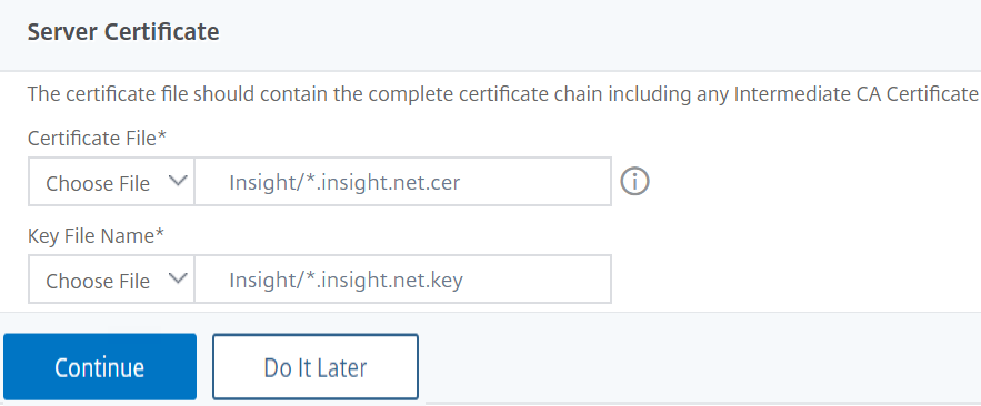 Specify certificate file and Key file name