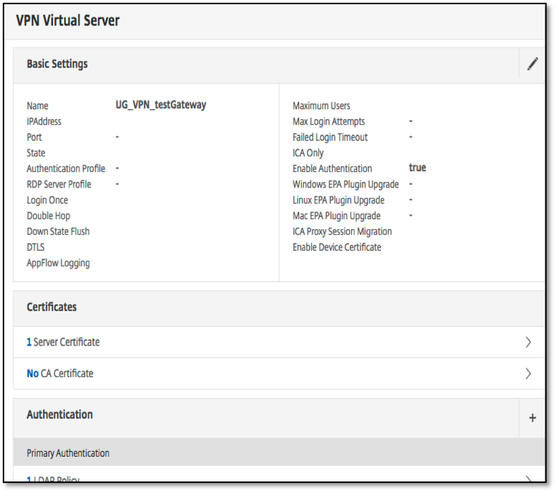 VPN server details