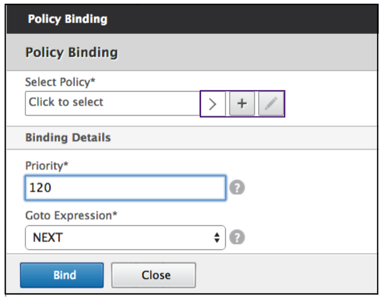 Policy binding page