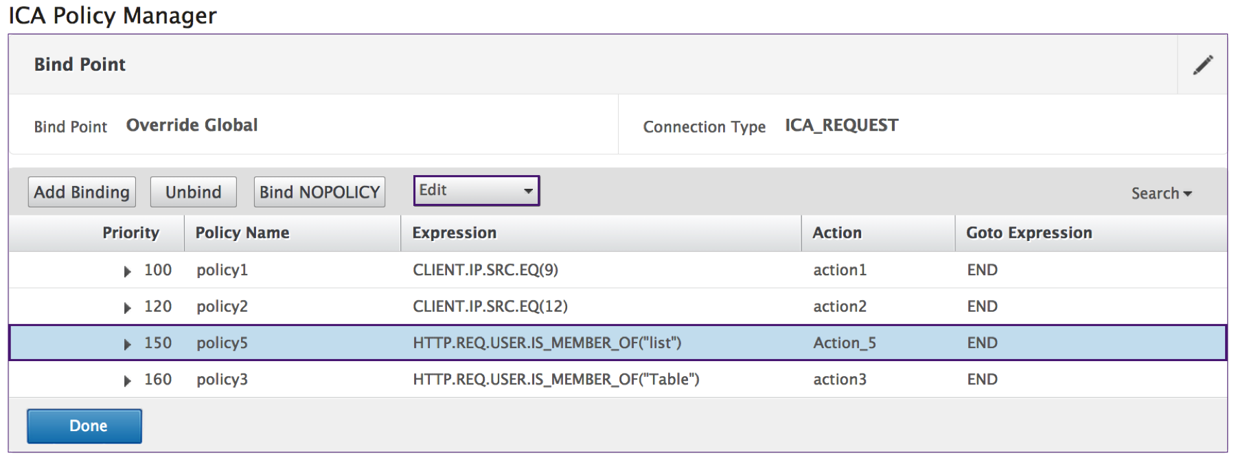 Edit ICA policy