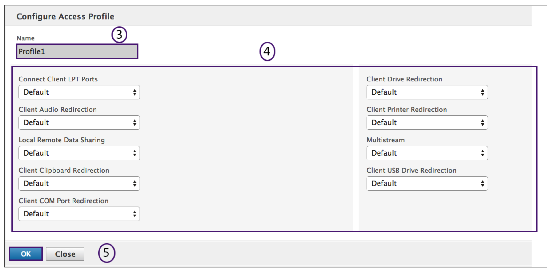 Configure access profile