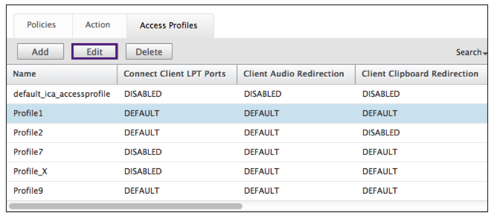 Select access profile