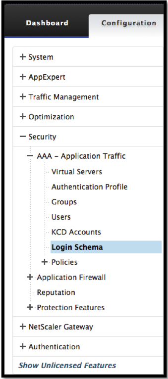 Login schema page