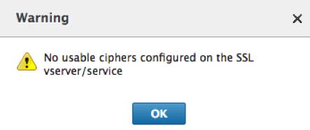 Warning on no usable ciphers