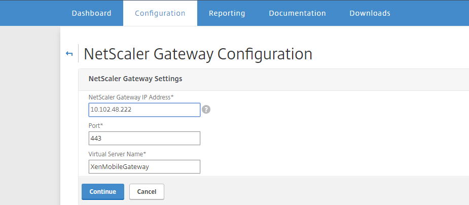 Gateway configuration