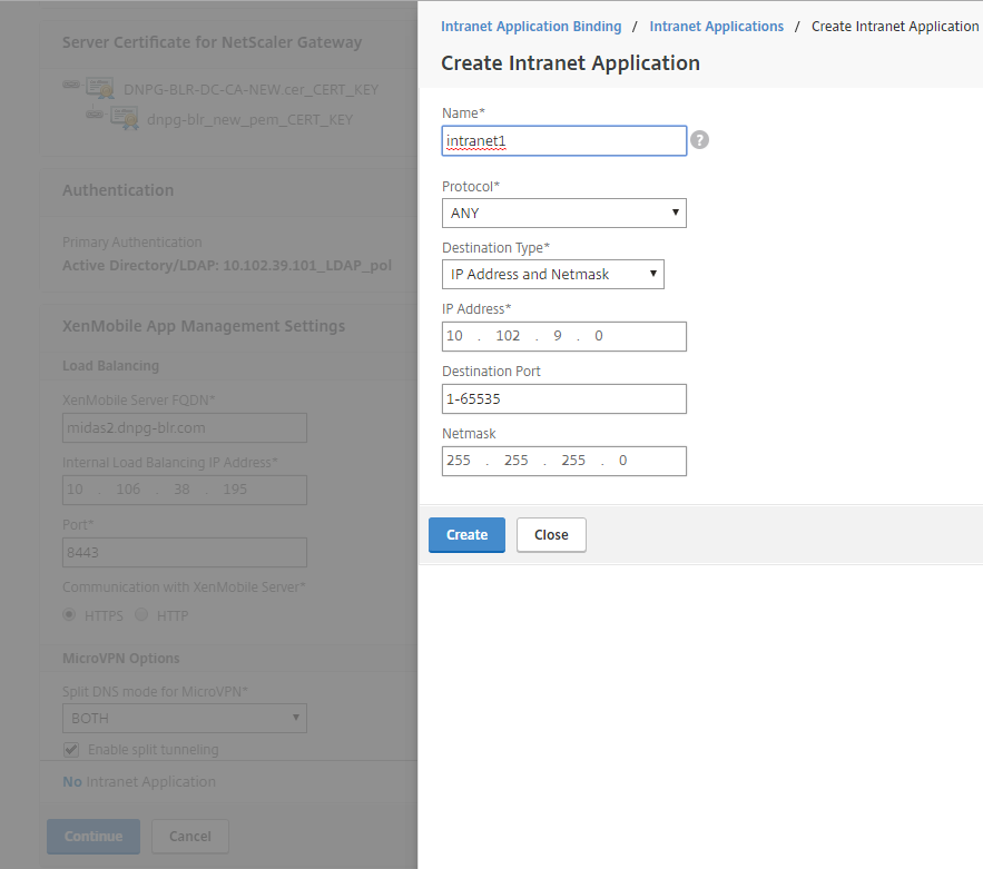 Intranet application details