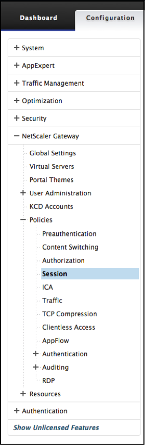 Sessions page