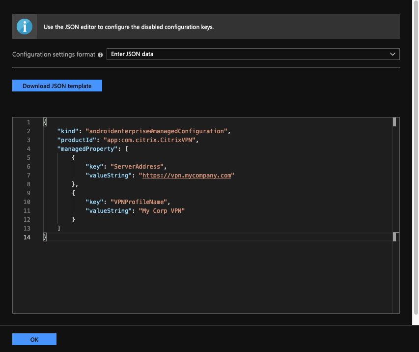 JSON configuration complete